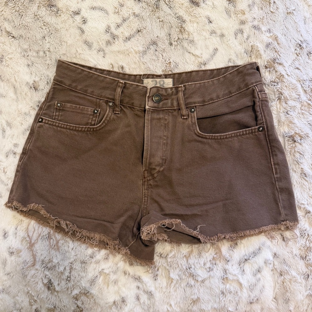 Free People Brown Jean Shorts
